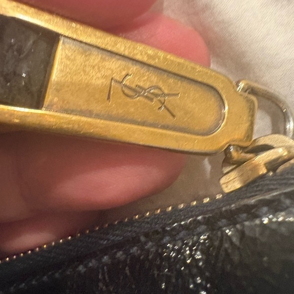 YSL Yves Saint Laurent Downtown Patent Leather Tote Deep Navy Large Bag- - Picture 6 of 7